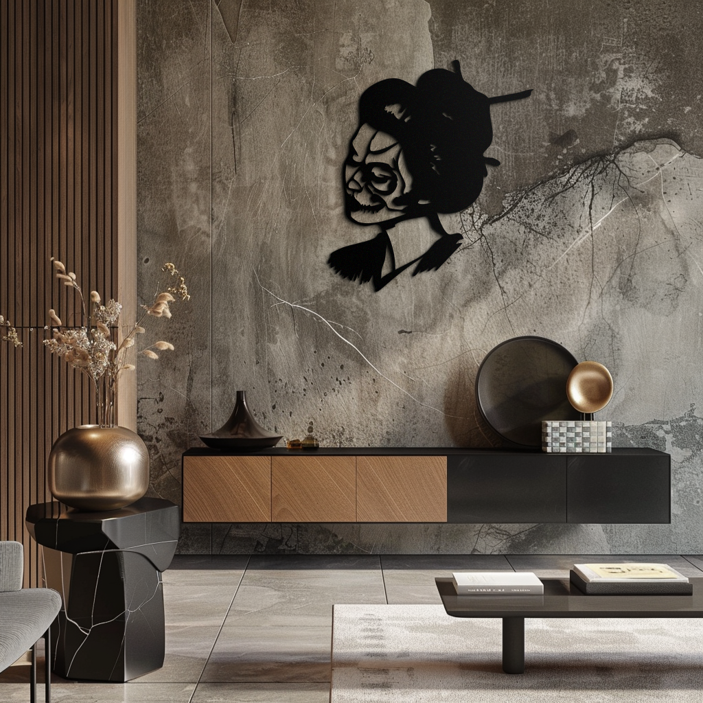 Geisha Skull Fusion Metal Wall Art – Japanese Gothic Home Decor- KAF575 - Tampa Home & Garden Store