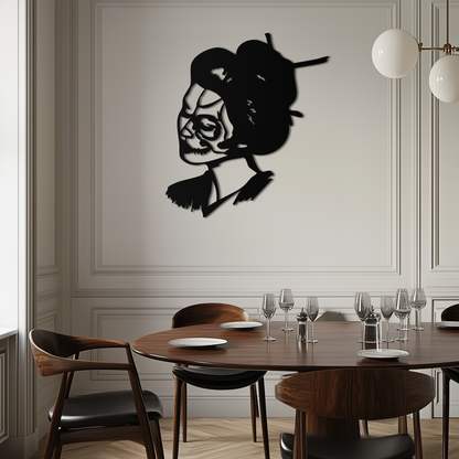 Geisha Skull Fusion Metal Wall Art – Japanese Gothic Home Decor- KAF575 - Tampa Home & Garden Store