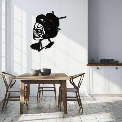 Geisha Skull Fusion Metal Wall Art – Japanese Gothic Home Decor- KAF575 - Tampa Home & Garden Store