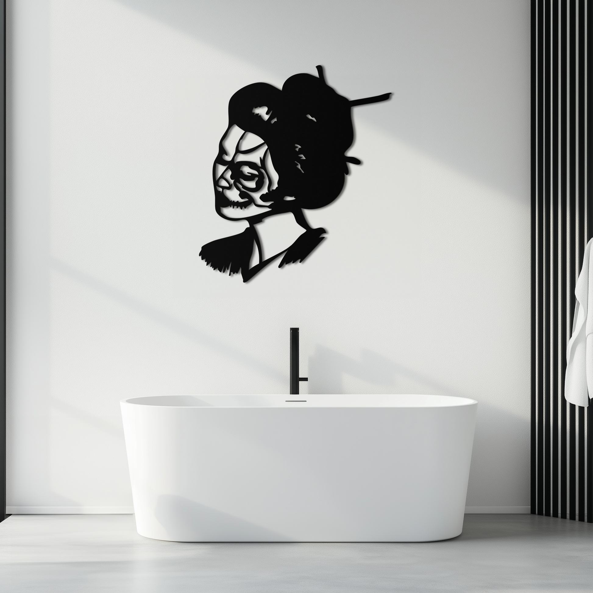 Geisha Skull Fusion Metal Wall Art – Japanese Gothic Home Decor- KAF575 - Tampa Home & Garden Store