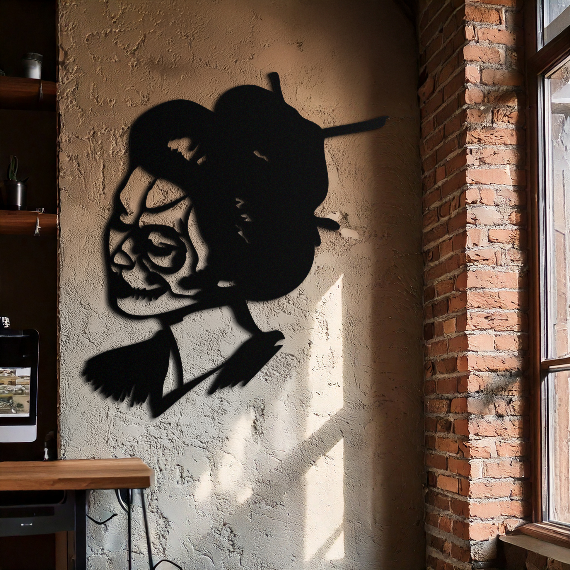 Geisha Skull Fusion Metal Wall Art – Japanese Gothic Home Decor- KAF575 - Tampa Home & Garden Store