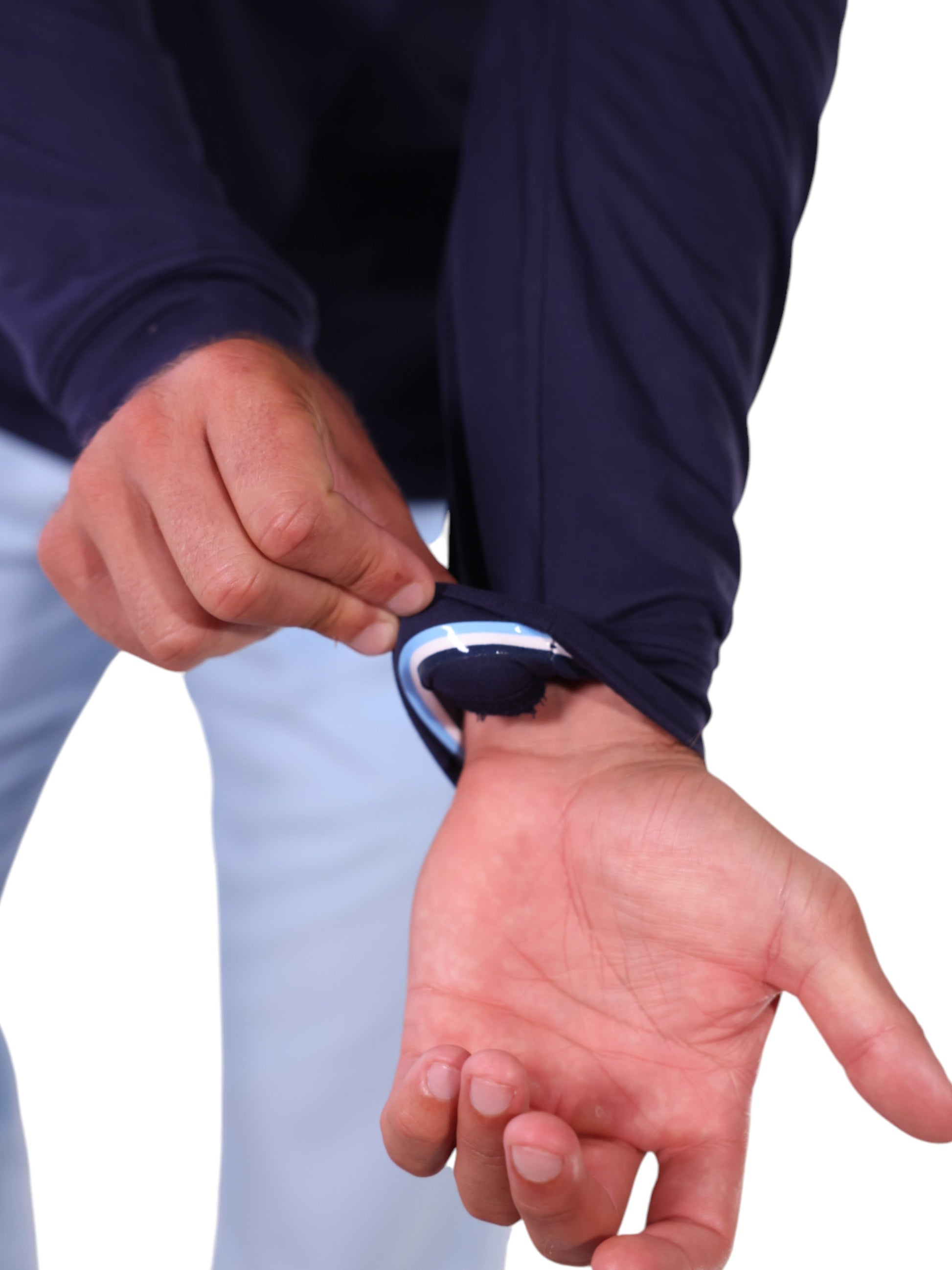 Monterey Performance Quarter Zip navy long sleeve top by White Water Life with cuff detail on Tampa Home & Garden Store