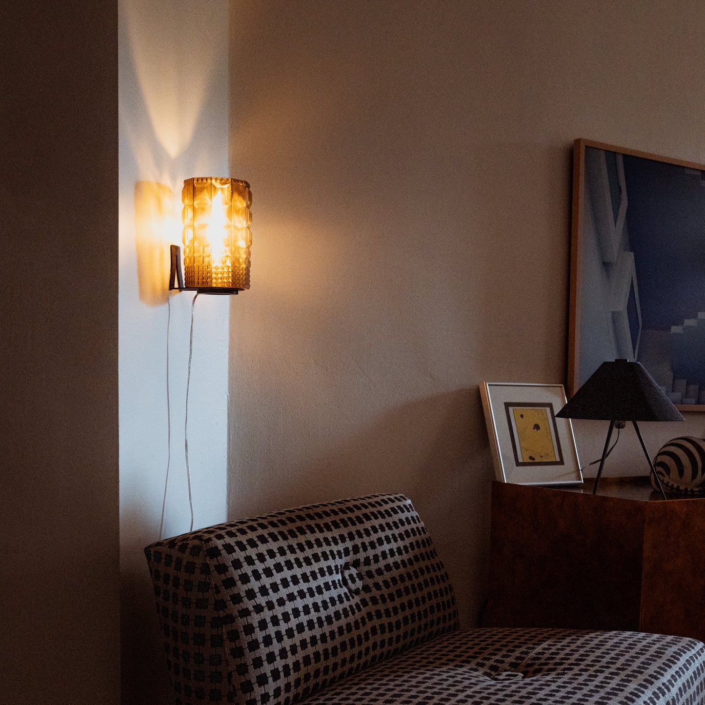 Gem Sconce wall light with amber glass gem shade by Wooj Design on Tampa Home & Garden Store