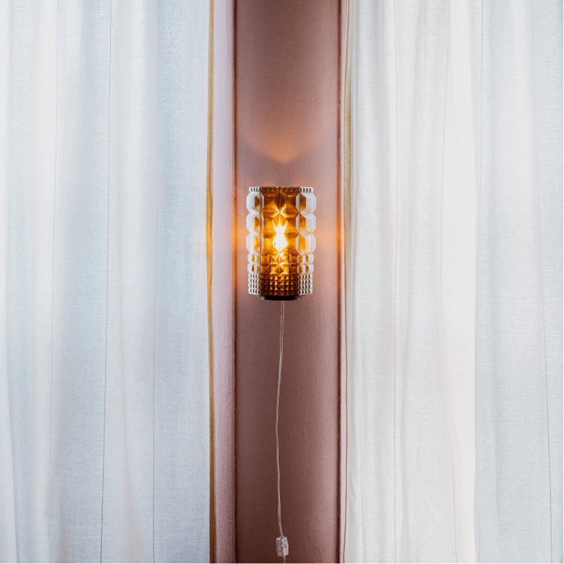 Gem Sconce wall light by Wooj Design with amber faceted glass on copper mount on Tampa Home & Garden Store