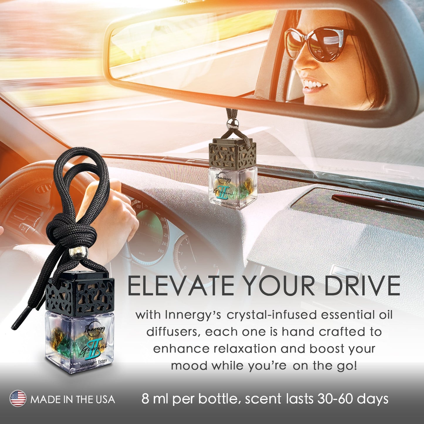 Gemini Zodiac Crystal-Enhanced Oil Diffuser, Car Air Freshener, 8ml - Tampa Home & Garden Store