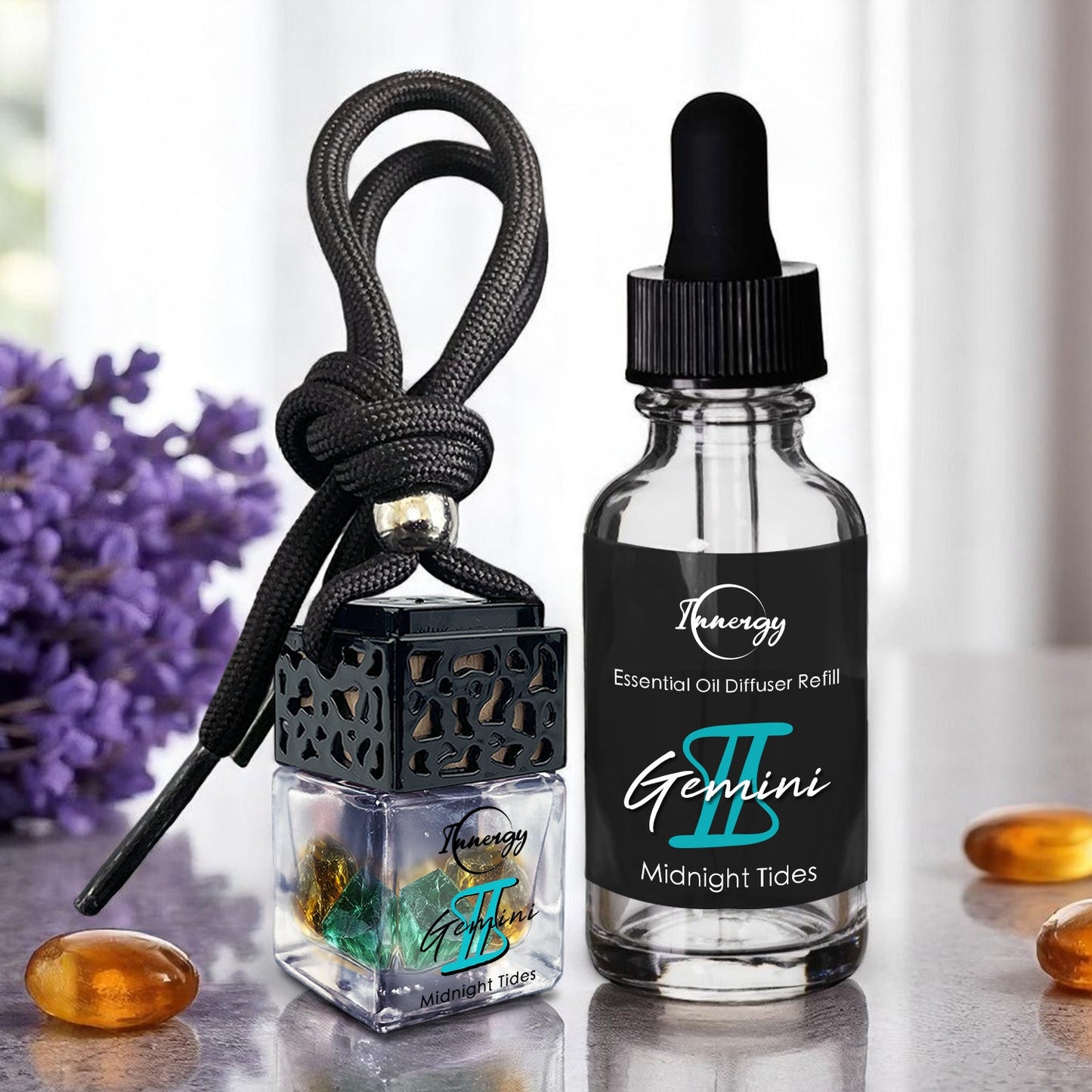 Gemini Zodiac Crystal-Enhanced Oil Diffuser, Car Air Freshener, 8ml - Tampa Home & Garden Store