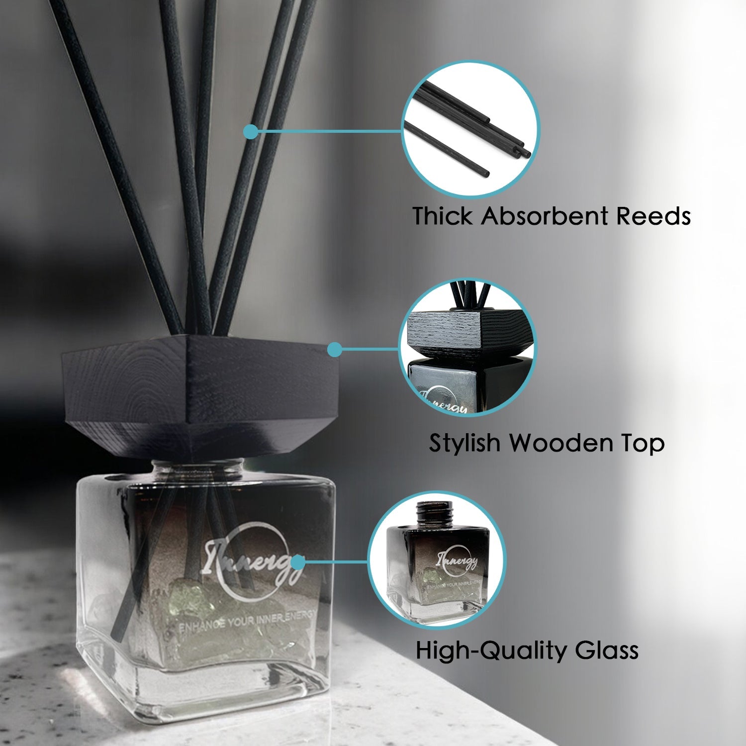 Gemini Zodiac Crystal-Enhanced Reed Oil Diffuser, Midnight Tides Scent, 100ml - Tampa Home & Garden Store
