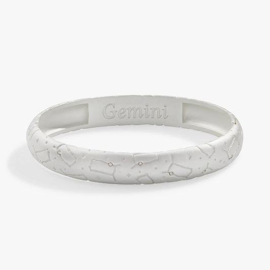 Gemini Zodiac Hinge Bangle bracelet in white finish with Gemini engraving by Alex and Ani on Tampa Home & Garden Store