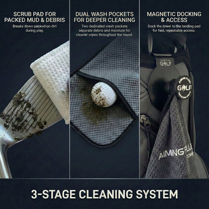 Magnetic Golf Towel System with dockable towel and landing pad by Aiming Fluid Golf on Tampa Home & Garden Store