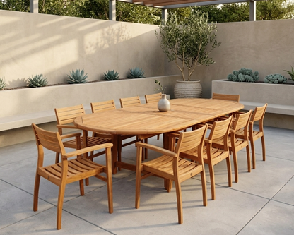 Julien FSC certified teak wood outdoor patio extendable dining set by LifestyleGarden US on Tampa Home & Garden Store