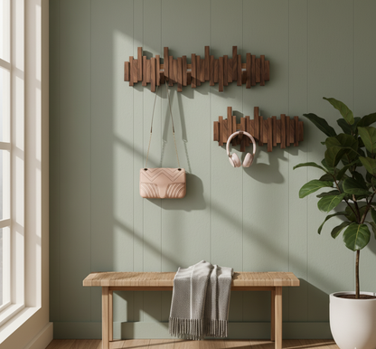 Wood Piano Wall Coat Rack Moktan Sabai, set of 2 natural wood slat wall racks on Tampa Home & Garden Store