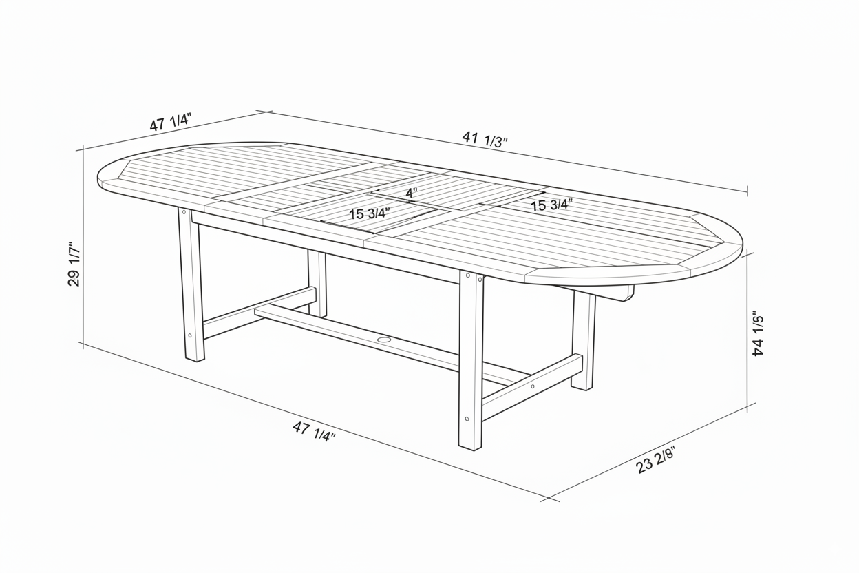 Julien FSC certified teak outdoor extendable patio dining set table on Tampa Home & Garden Store