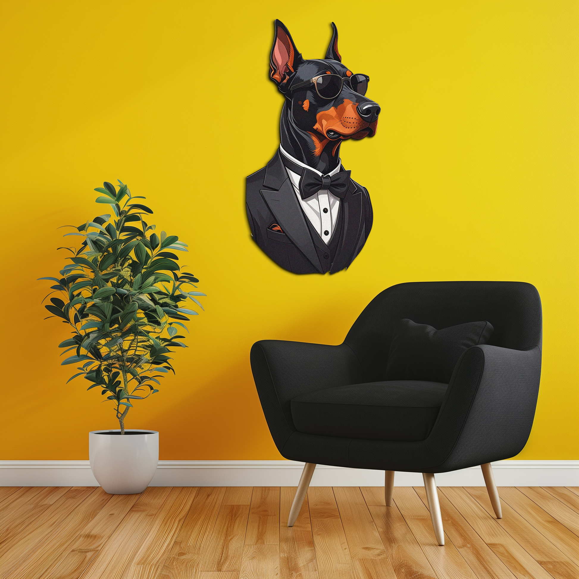 Gentleman Doberman Metal Wall Art – Cool Dog UV Decor-KAFUVM005 - Tampa Home & Garden Store
