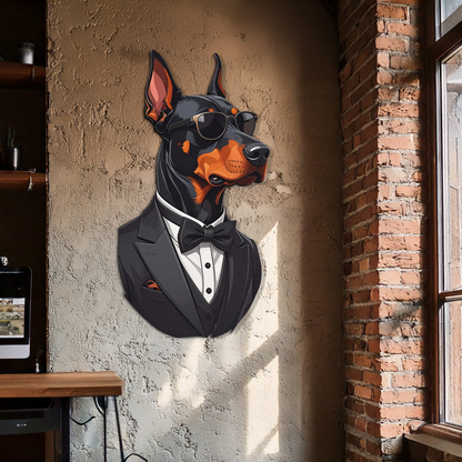 Gentleman Doberman Metal Wall Art – Cool Dog UV Decor-KAFUVM005 - Tampa Home & Garden Store