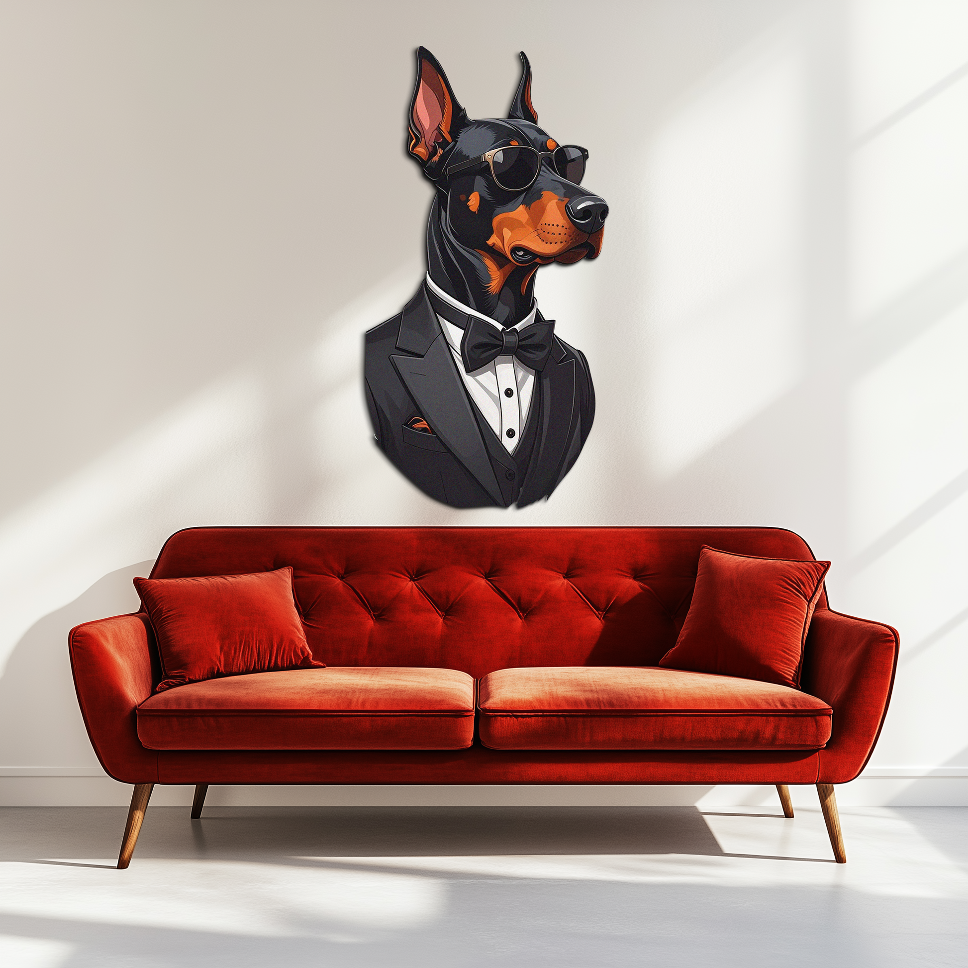 Gentleman Doberman Metal Wall Art – Cool Dog UV Decor-KAFUVM005 - Tampa Home & Garden Store