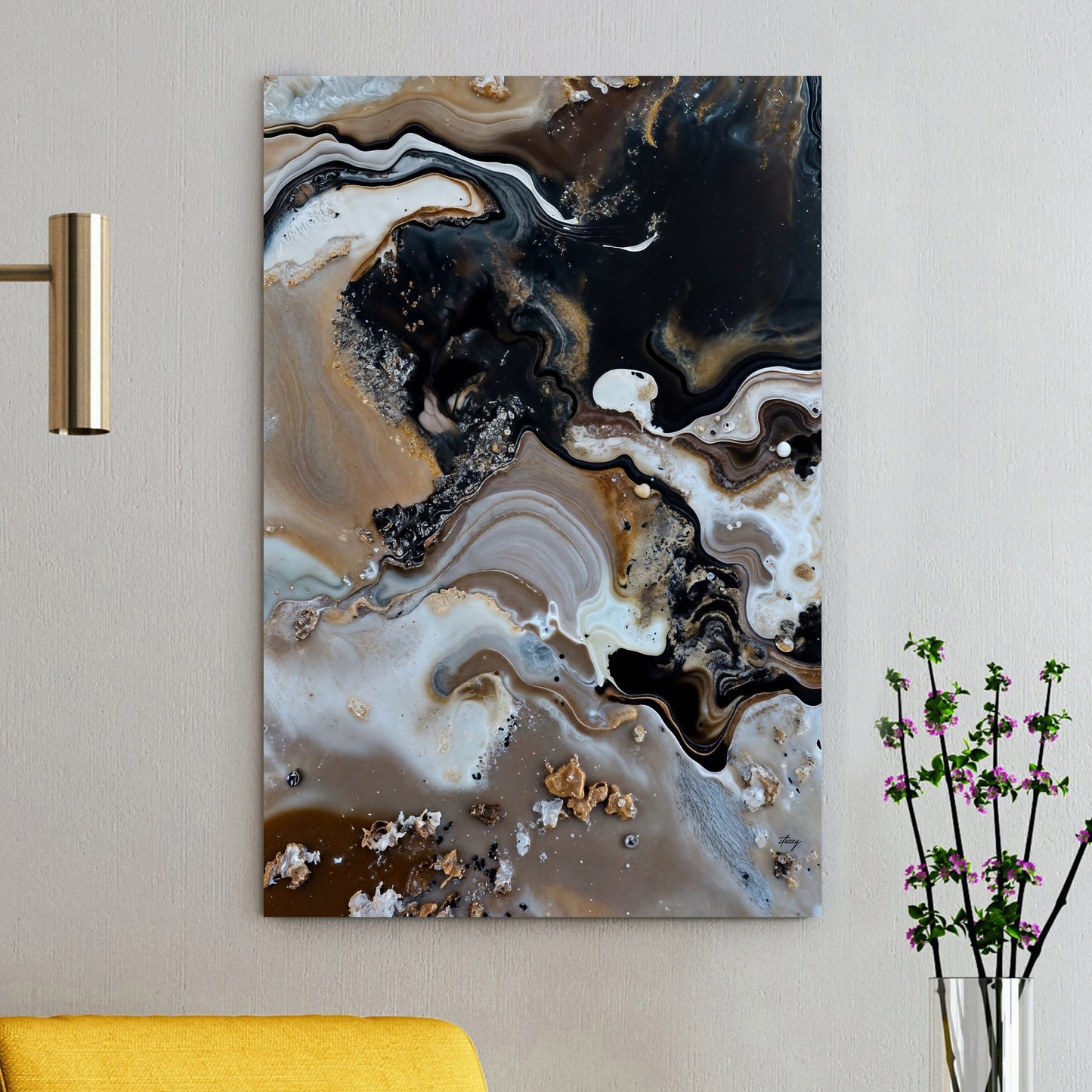 Canvas Print Geode Whispers, abstract brown, black & white swirls by Tailored Canvases on Tampa Home & Garden Store