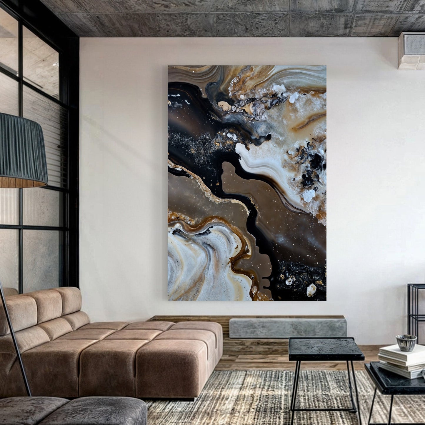 Canvas Print Geode Whispers II by Tailored Canvases; abstract brown, black, cream geode swirls on Tampa Home & Garden Store