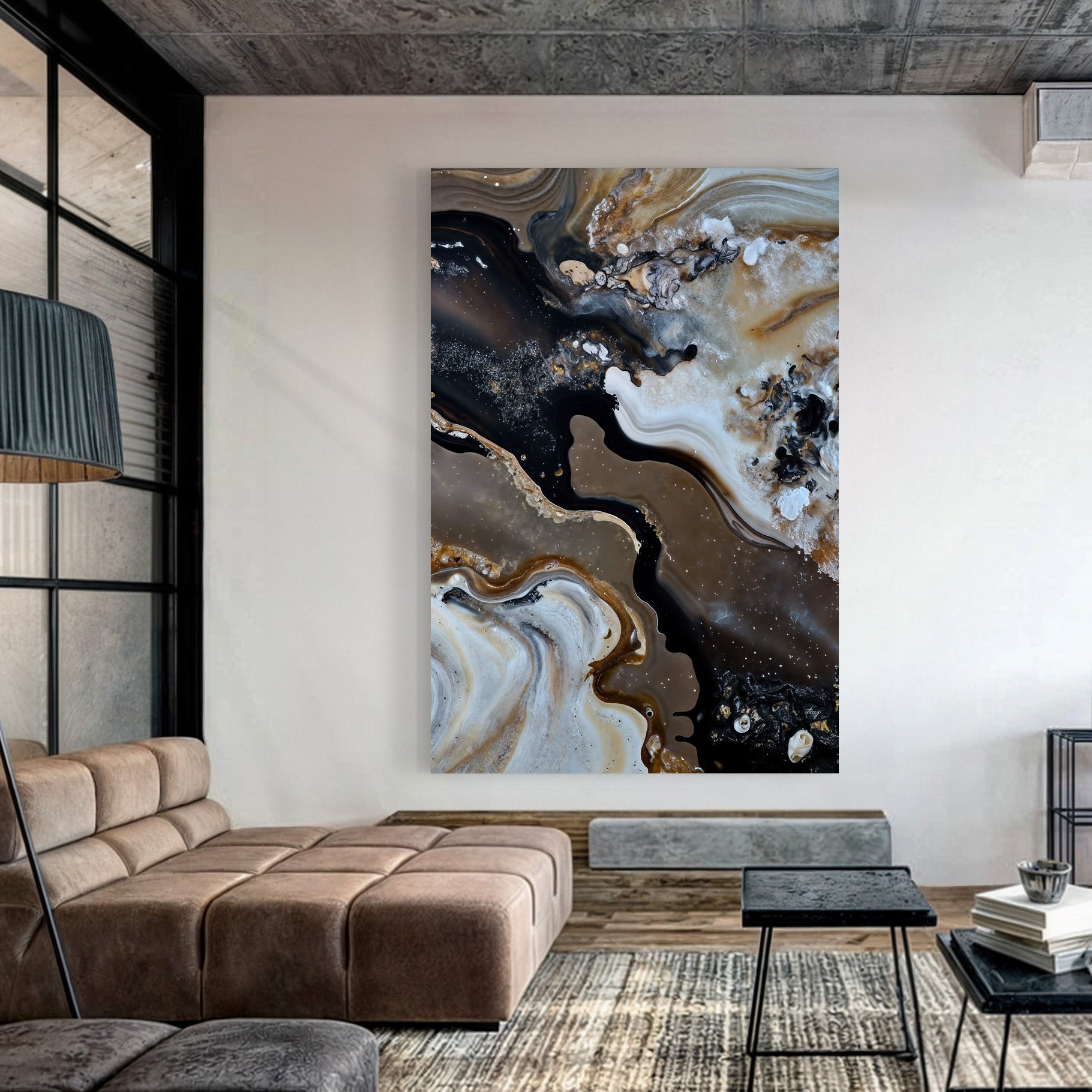 Canvas Print Geode Whispers II by Tailored Canvases; abstract brown, black, cream geode swirls on Tampa Home & Garden Store