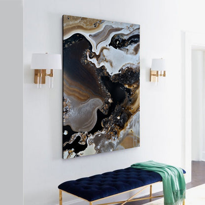 Canvas Print Geode Whispers III by Tailored Canvases with brown, ivory and black swirls on Tampa Home & Garden Store