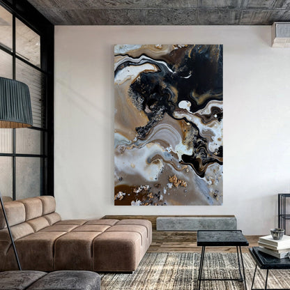 Canvas print Geode Whispers by Tailored Canvases; abstract brown, black, white swirls on Tampa Home & Garden Store