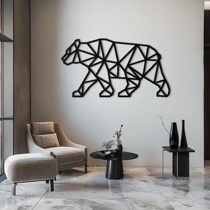 Geometric Bear Metal Wall Art - Modern Steel Animal Decor - KAF109 - Tampa Home & Garden Store