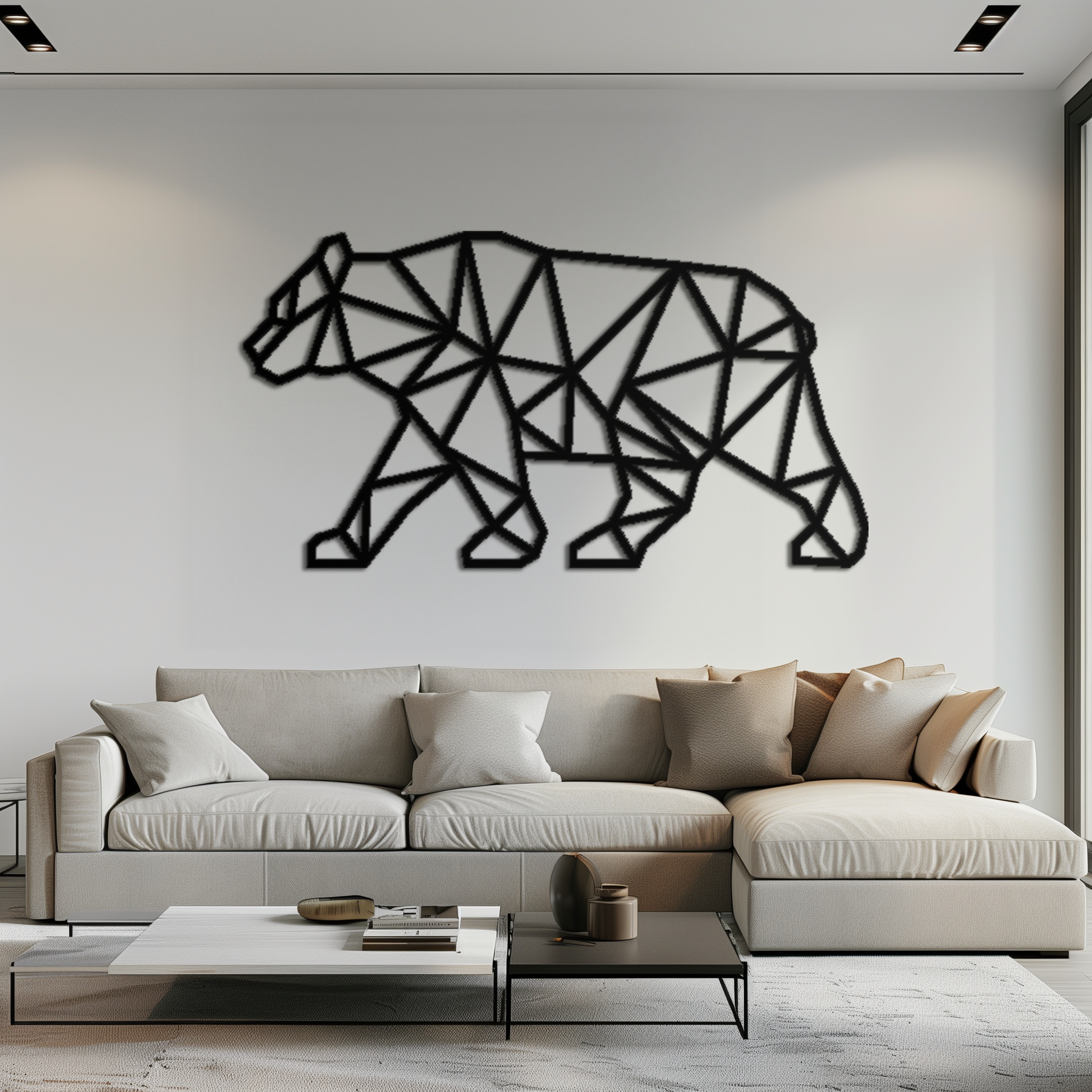 Geometric Bear Metal Wall Art - Modern Steel Animal Decor - KAF109 - Tampa Home & Garden Store