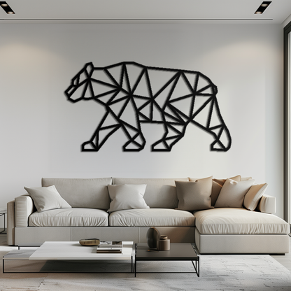 Geometric Bear Metal Wall Art - Modern Steel Animal Decor - KAF109 - Tampa Home & Garden Store