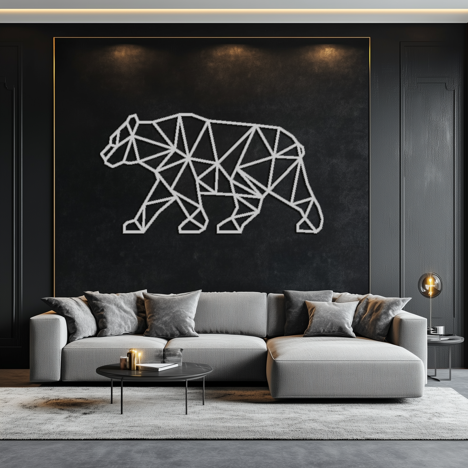 Geometric Bear Metal Wall Art - Modern Steel Animal Decor - KAF109 - Tampa Home & Garden Store