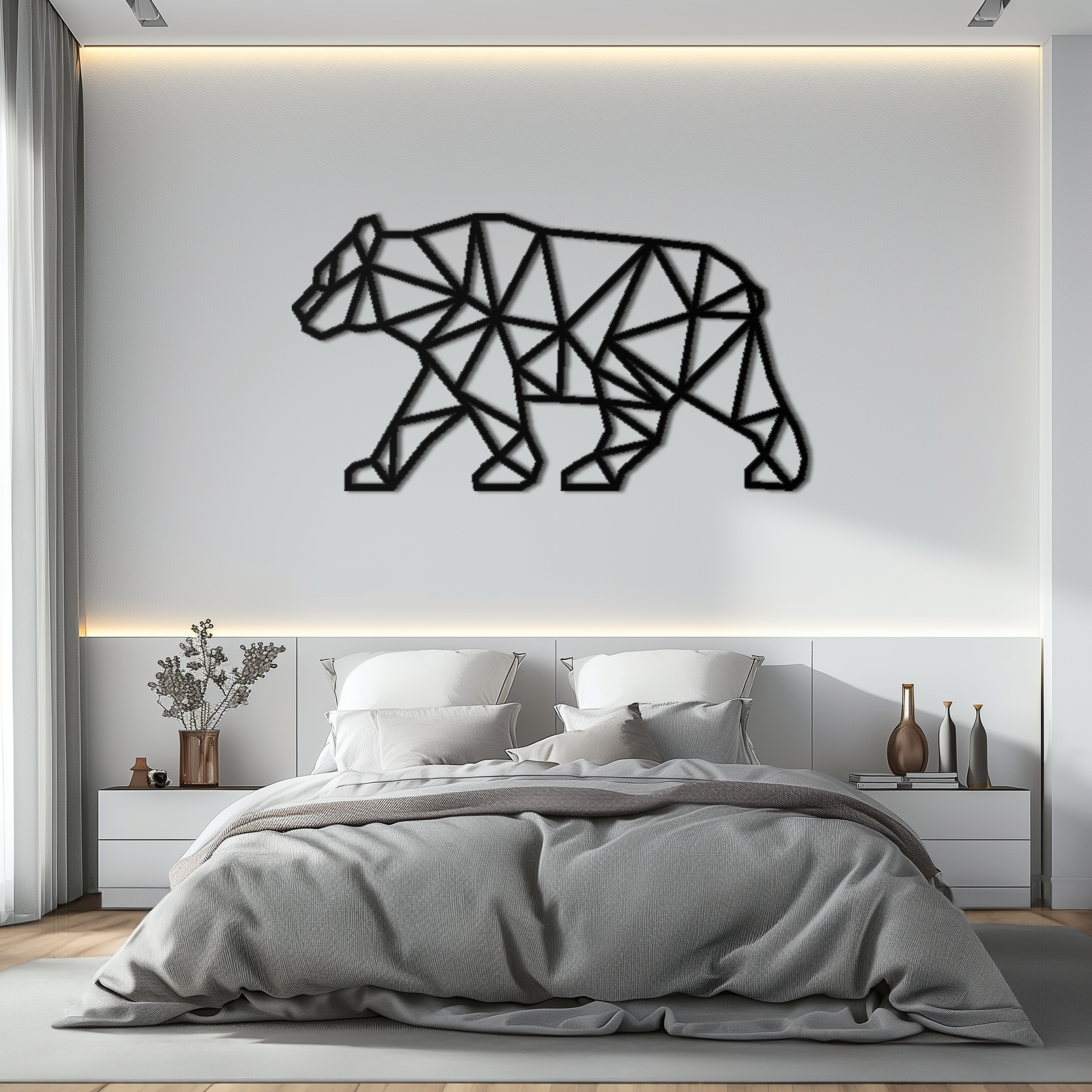 Geometric Bear Metal Wall Art - Modern Steel Animal Decor - KAF109 - Tampa Home & Garden Store