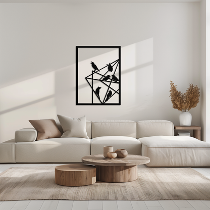 Geometric Birds Gathering Metal Wall Art – Modern Minimalist Black Wall Decor- KAF549 - Tampa Home & Garden Store