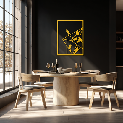 Geometric Birds Gathering Metal Wall Art – Modern Minimalist Black Wall Decor- KAF549 - Tampa Home & Garden Store