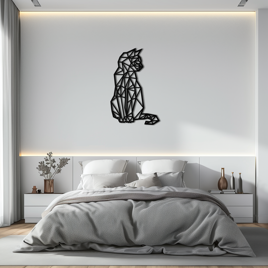Geometric Cat Metal Wall Art - Modern Feline Home Decor- KAF176 - Tampa Home & Garden Store