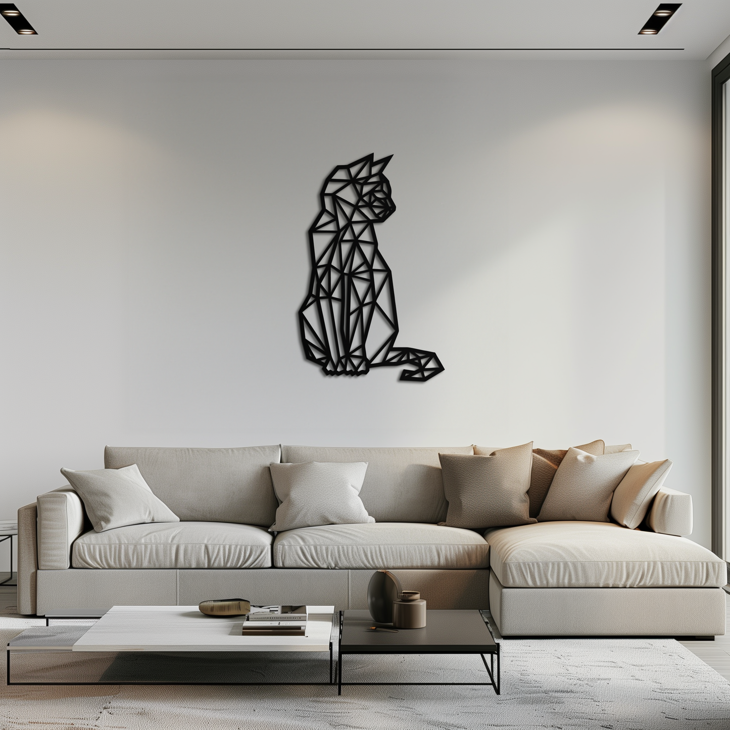 Geometric Cat Metal Wall Art - Modern Feline Home Decor- KAF176 - Tampa Home & Garden Store