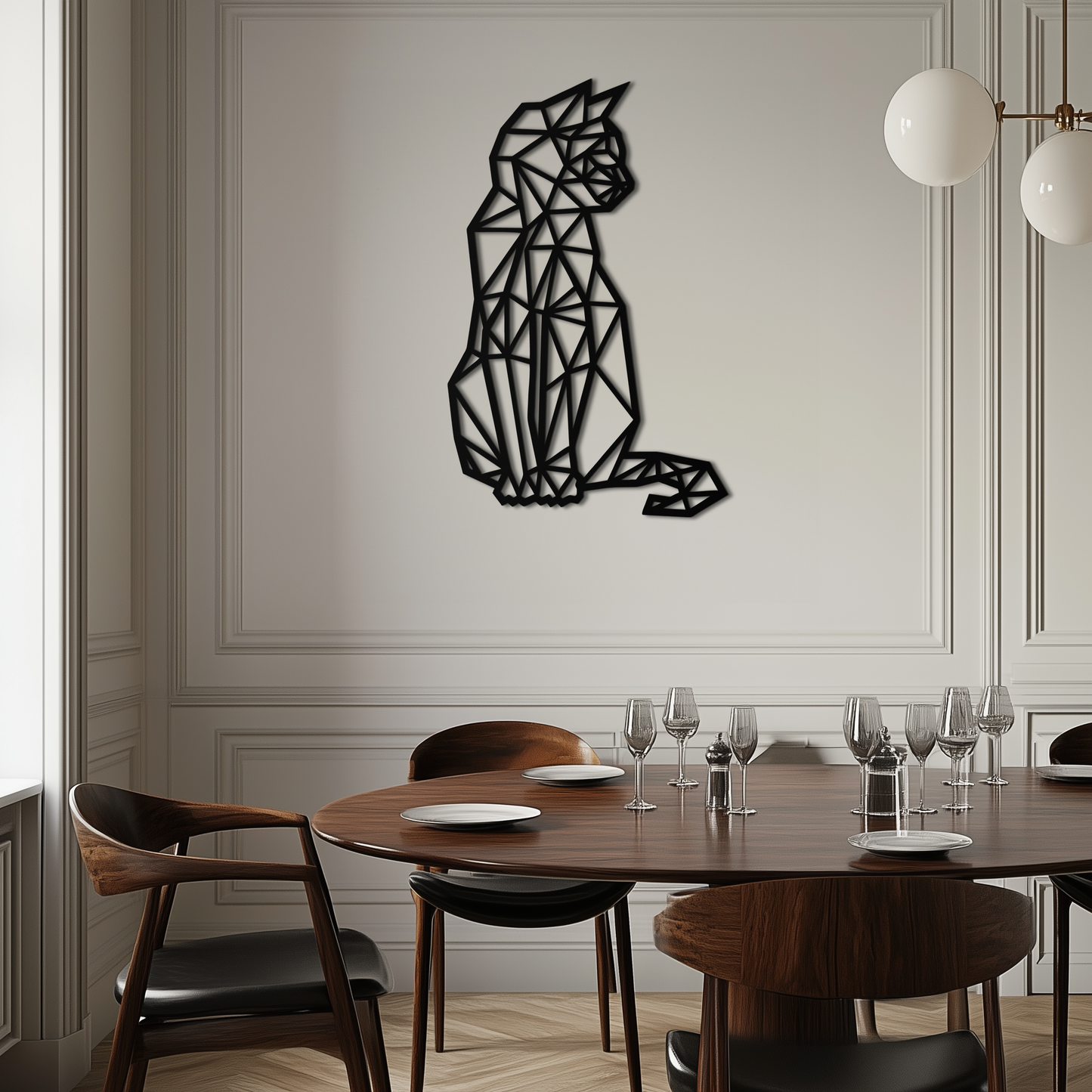 Geometric Cat Metal Wall Art - Modern Feline Home Decor- KAF176 - Tampa Home & Garden Store