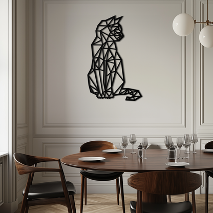 Geometric Cat Metal Wall Art - Modern Feline Home Decor- KAF176 - Tampa Home & Garden Store