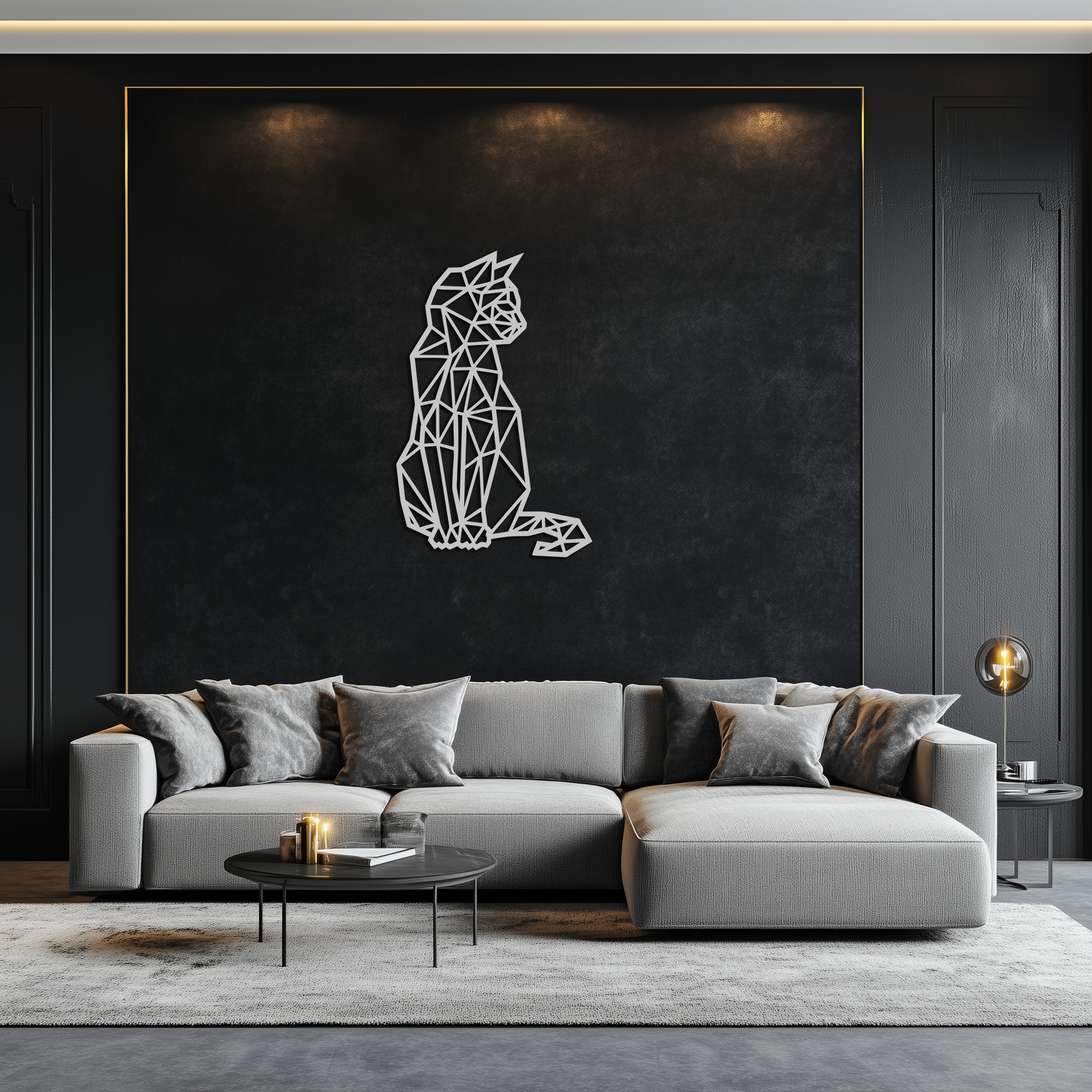Geometric Cat Metal Wall Art - Modern Feline Home Decor- KAF176 - Tampa Home & Garden Store