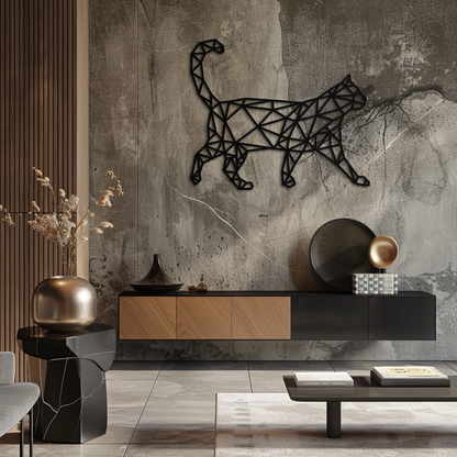 Geometric Cat Metal Wall Art - Modern Feline-Inspired Decor - KAF116 - Tampa Home & Garden Store