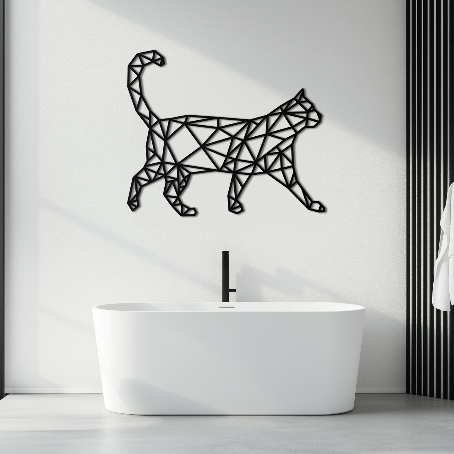 Geometric Cat Metal Wall Art - Modern Feline-Inspired Decor - KAF116 - Tampa Home & Garden Store