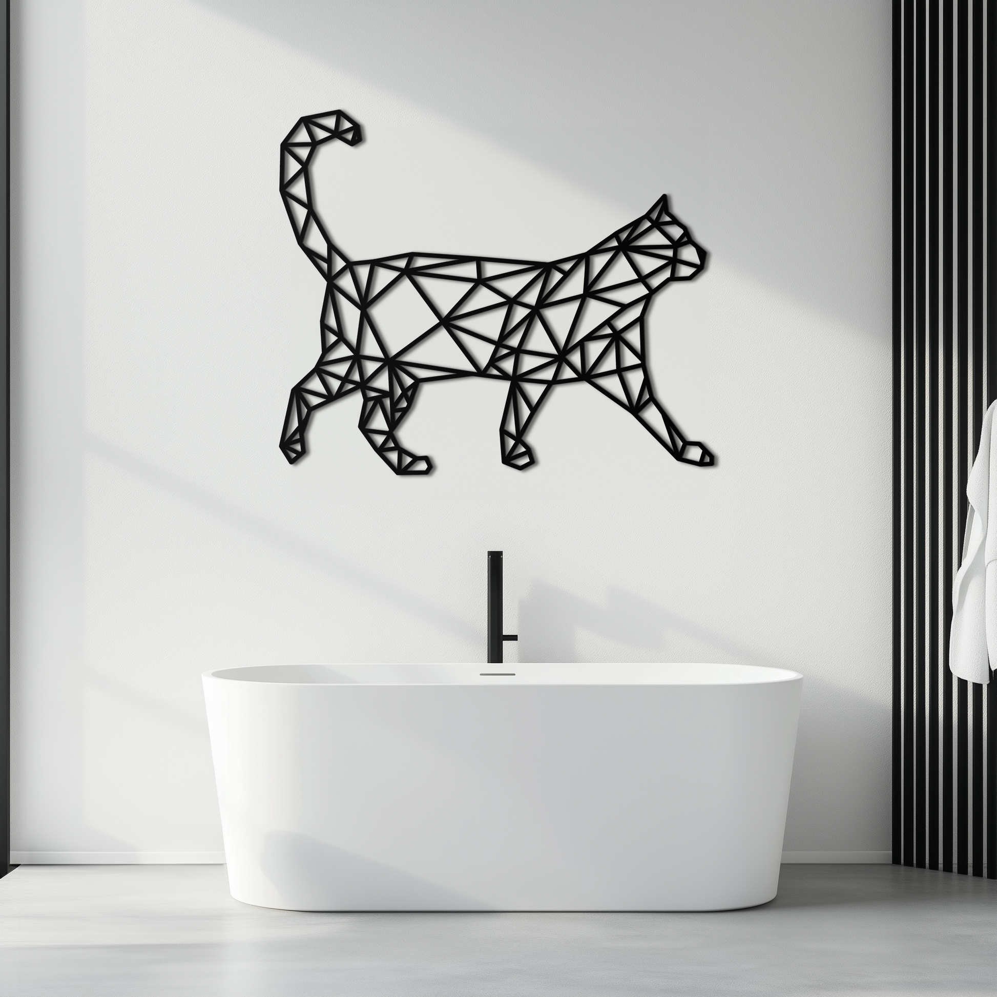 Geometric Cat Metal Wall Art - Modern Feline-Inspired Decor - KAF116 - Tampa Home & Garden Store