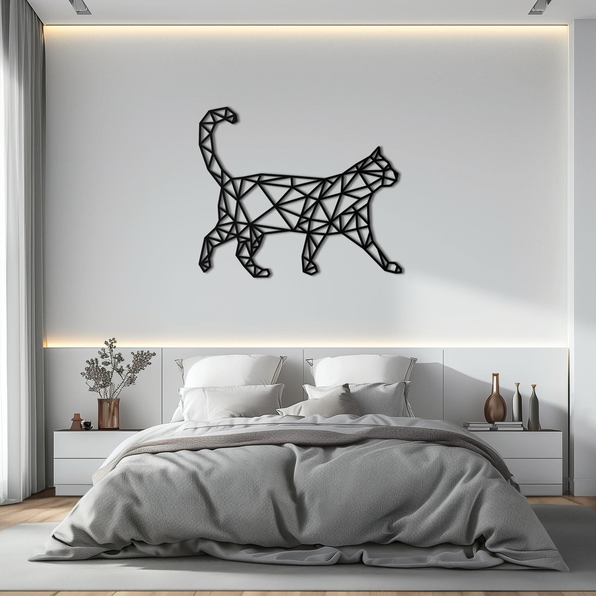 Geometric Cat Metal Wall Art - Modern Feline-Inspired Decor - KAF116 - Tampa Home & Garden Store