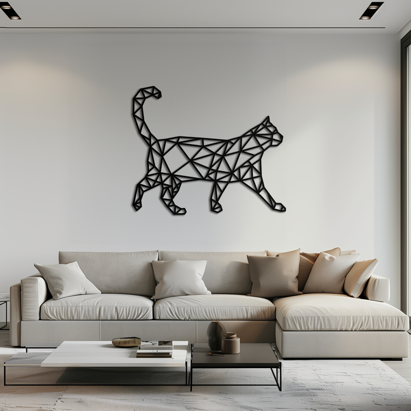 Geometric Cat Metal Wall Art - Modern Feline-Inspired Decor - KAF116 - Tampa Home & Garden Store