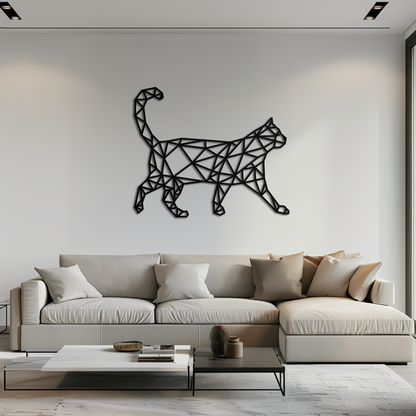 Geometric Cat Metal Wall Art - Modern Feline-Inspired Decor - KAF116 - Tampa Home & Garden Store