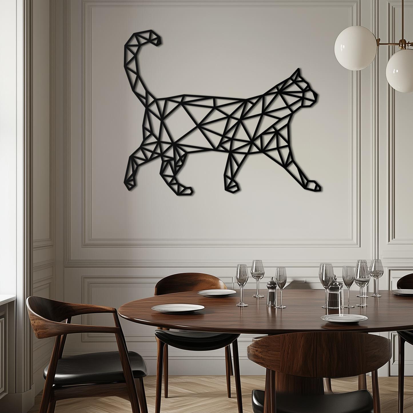 Geometric Cat Metal Wall Art - Modern Feline-Inspired Decor - KAF116 - Tampa Home & Garden Store