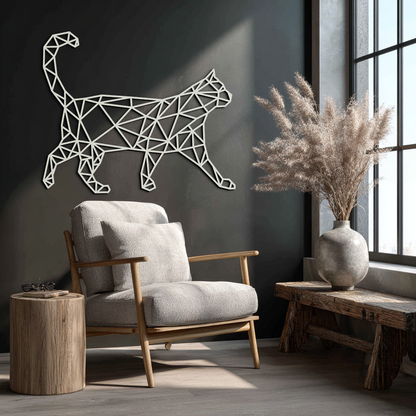 Geometric Cat Metal Wall Art - Modern Feline-Inspired Decor - KAF116 - Tampa Home & Garden Store