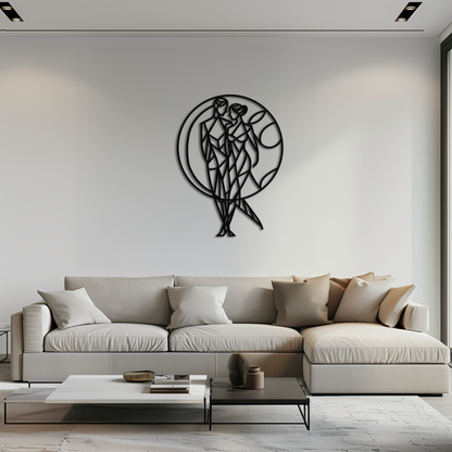 Geometric Couple Silhouette Wall Art – Modern Romantic Metal Wall Decor- KAF325 - Tampa Home & Garden Store