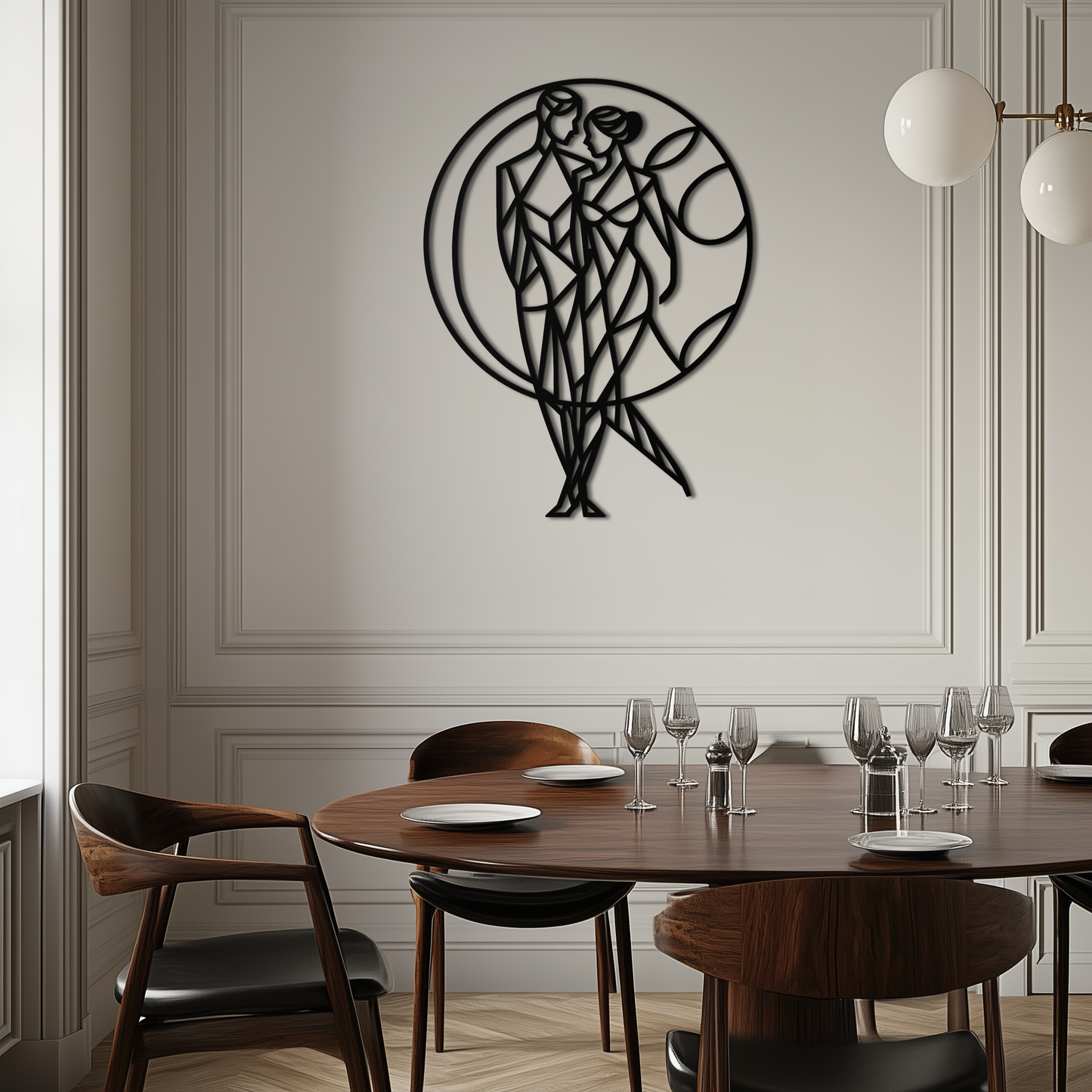 Geometric Couple Silhouette Wall Art – Modern Romantic Metal Wall Decor- KAF325 - Tampa Home & Garden Store