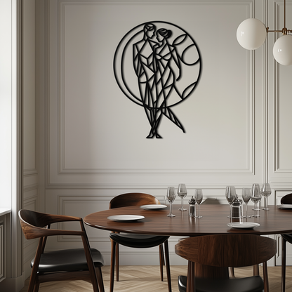 Geometric Couple Silhouette Wall Art – Modern Romantic Metal Wall Decor- KAF325 - Tampa Home & Garden Store