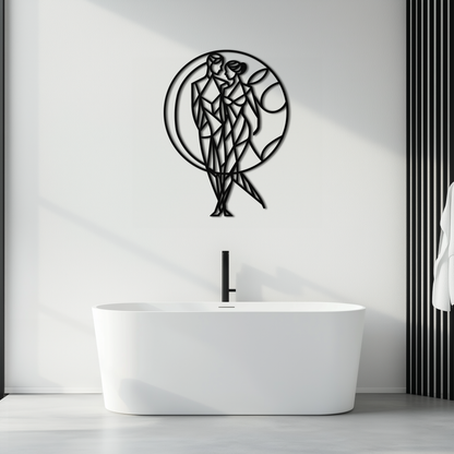Geometric Couple Silhouette Wall Art – Modern Romantic Metal Wall Decor- KAF325 - Tampa Home & Garden Store