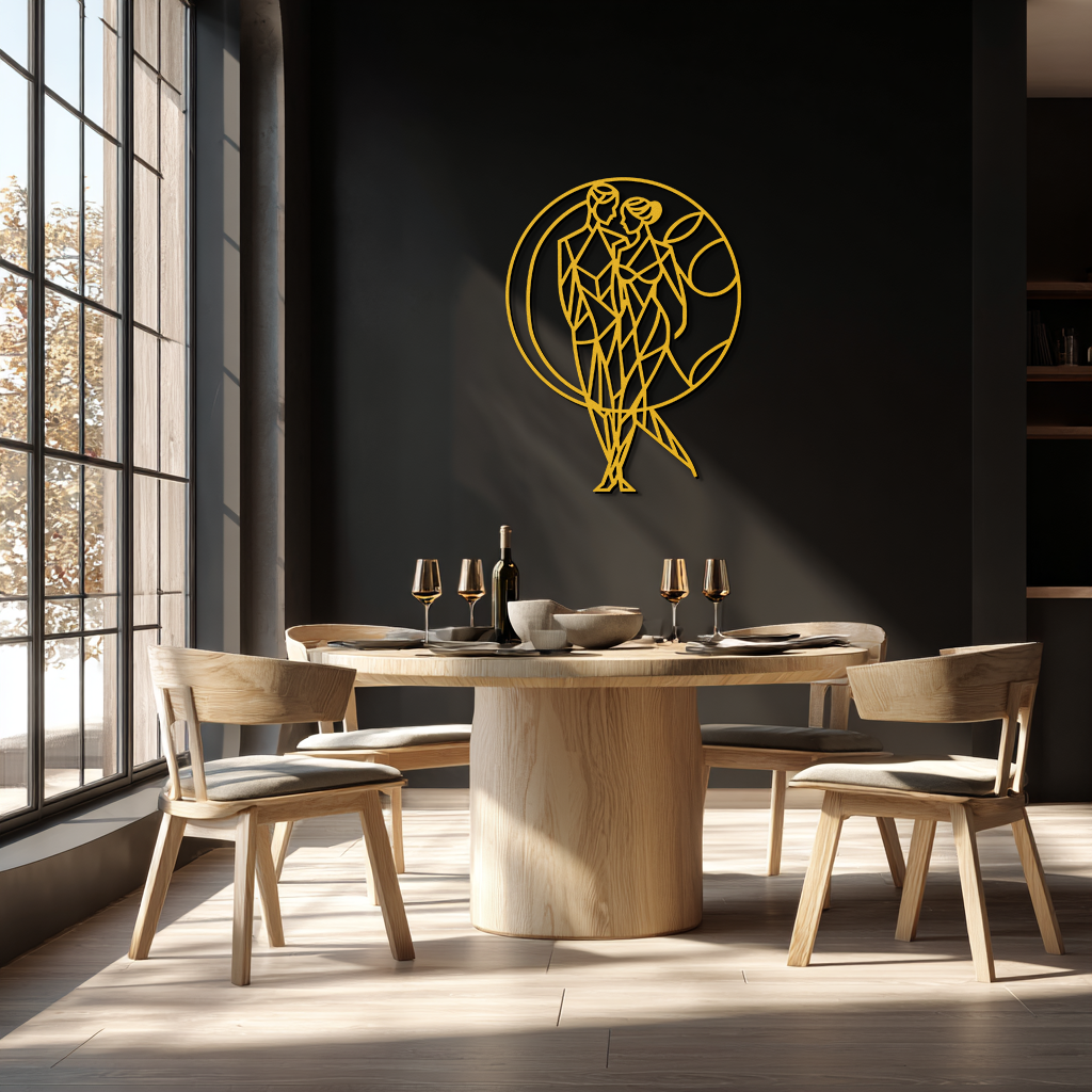 Geometric Couple Silhouette Wall Art – Modern Romantic Metal Wall Decor- KAF325 - Tampa Home & Garden Store