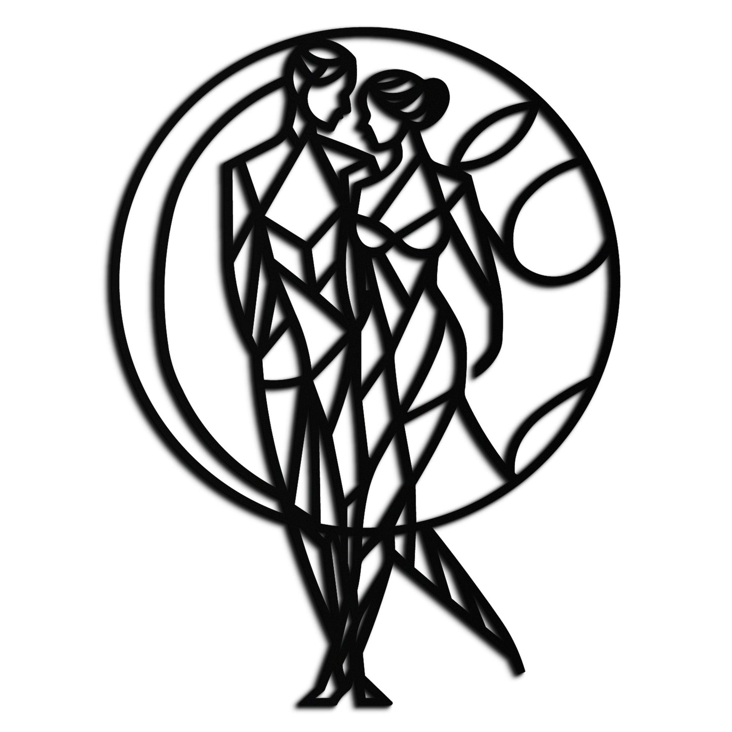 Geometric Couple Silhouette Wall Art – Modern Romantic Metal Wall Decor- KAF325 - Tampa Home & Garden Store